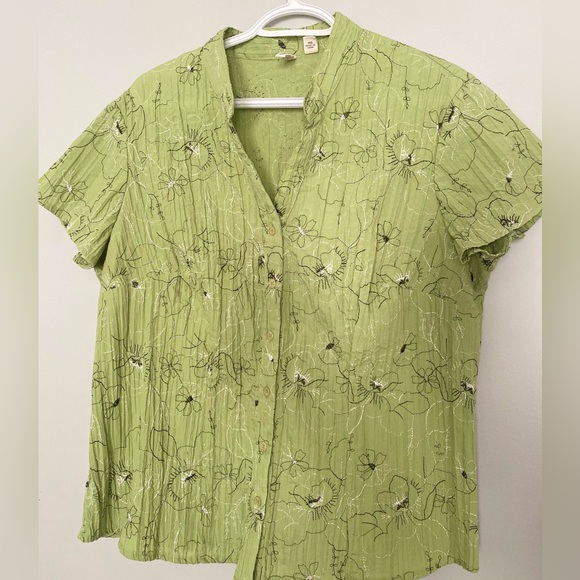 Green floral button up blouse - 1x - Picture 2 of 3